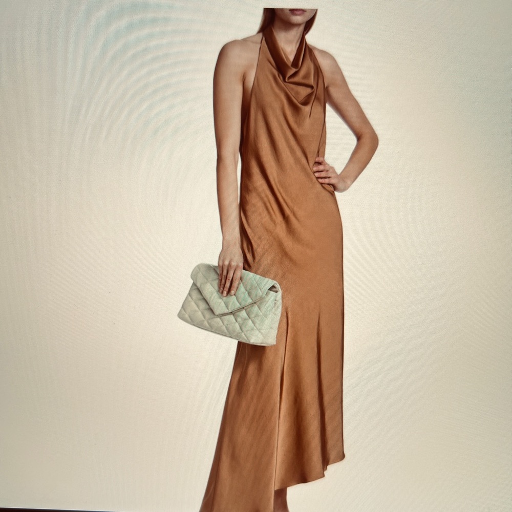 A.L.C. Claire Backless Halter Dress in Bronze